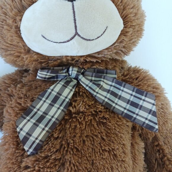 Goffa Teddy Bear Plush Stuffed Animal Large Jumbo 28" Long Plaid Bow 20" Sitting - Picture 3 of 7